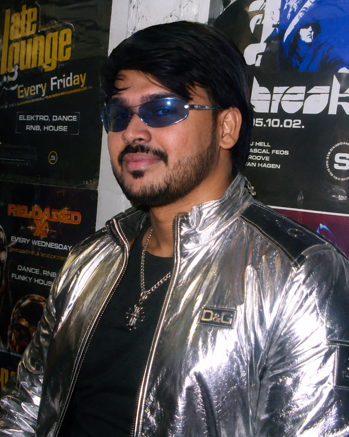 Retro Y2K Nightclub Portrait — Silver D&G Jacket Flash Photography ChatGPT Prompt